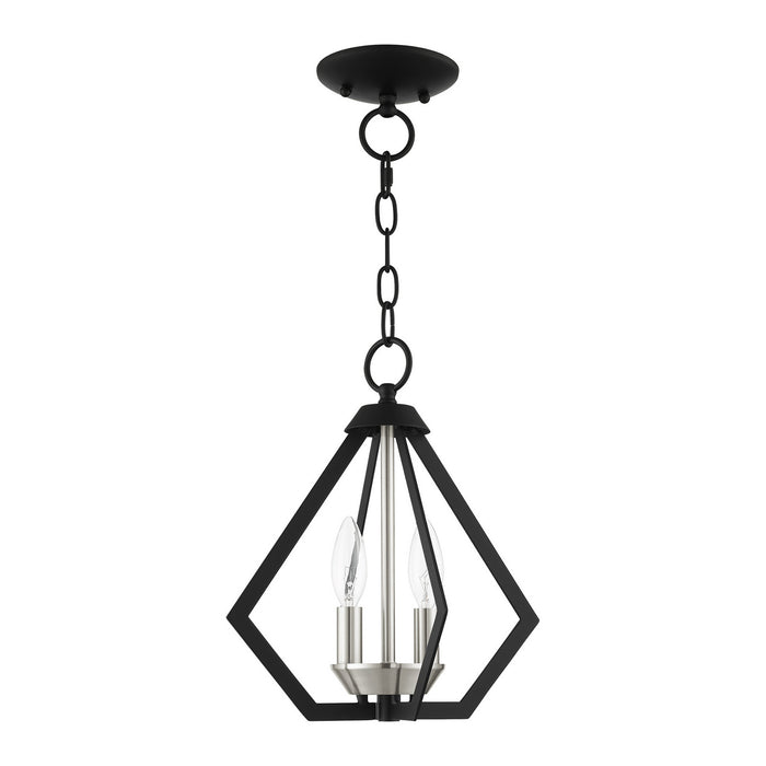 Two Light Convertible Semi Flush/Pendant from the Prism collection in Black with Brushed Nickel Cluster finish