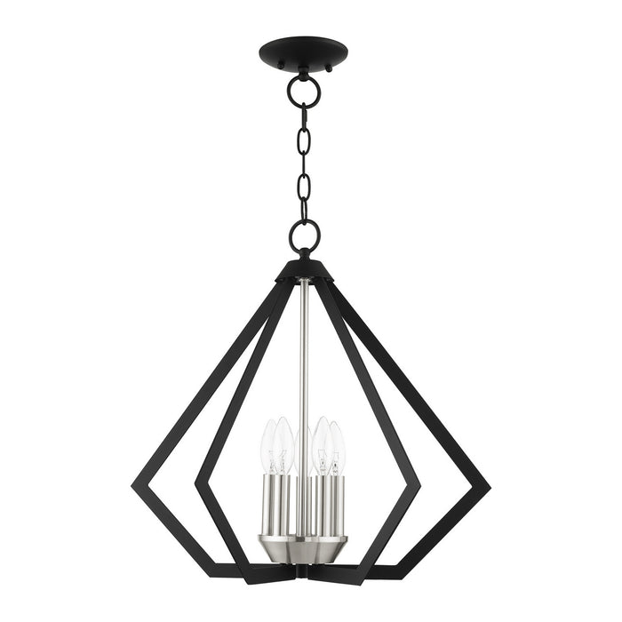 Five Light Chandelier from the Prism collection in Black with Brushed Nickel Cluster finish