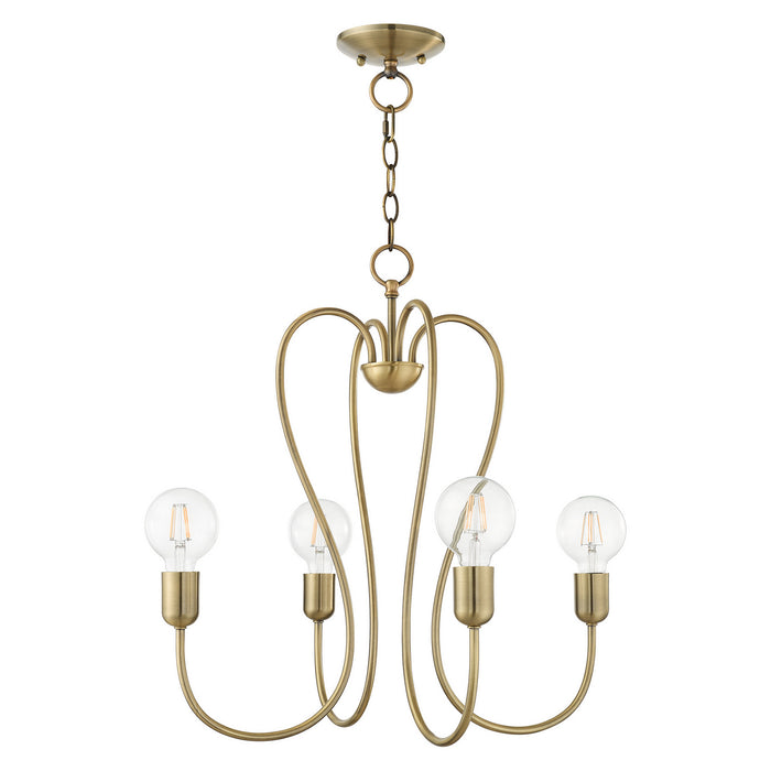 Four Light Chandelier from the Lucerne collection in Antique Brass finish