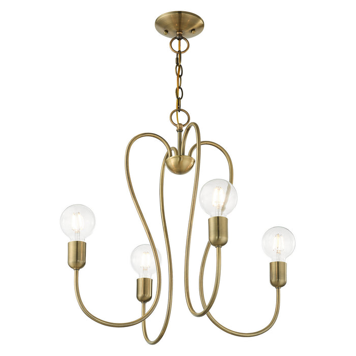 Four Light Chandelier from the Lucerne collection in Antique Brass finish