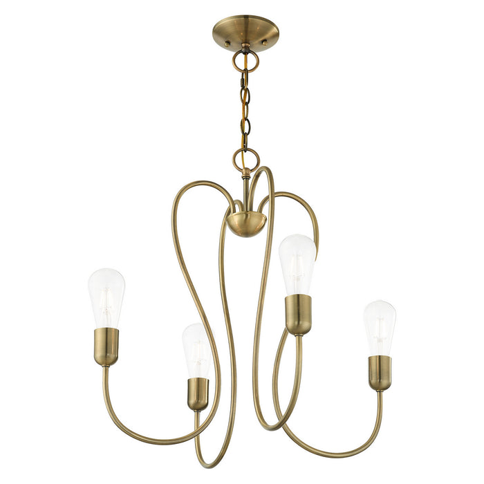 Four Light Chandelier from the Lucerne collection in Antique Brass finish