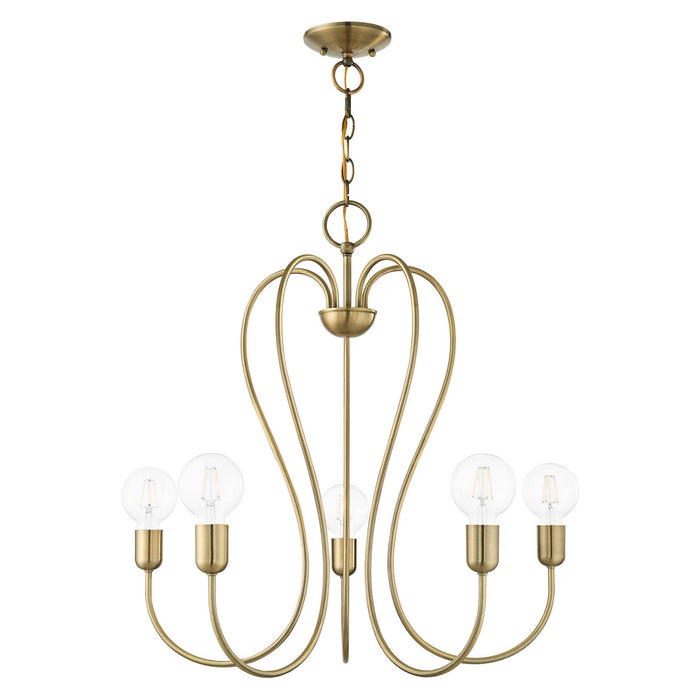 Five Light Chandelier from the Lucerne collection in Antique Brass finish