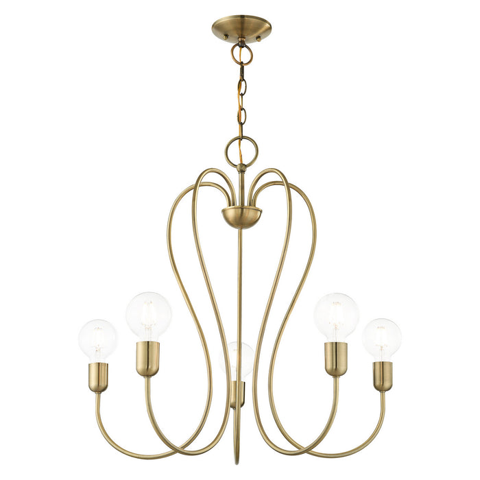 Five Light Chandelier from the Lucerne collection in Antique Brass finish