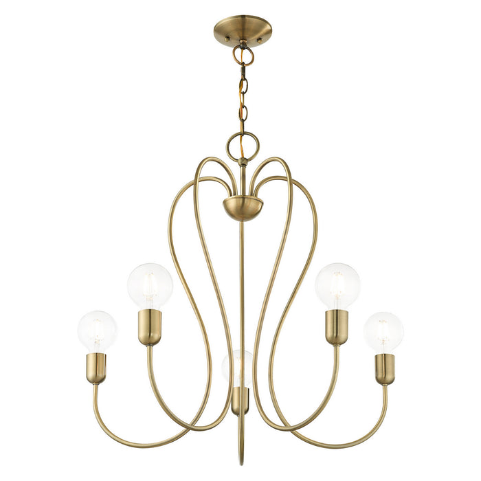 Five Light Chandelier from the Lucerne collection in Antique Brass finish