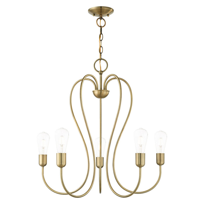 Five Light Chandelier from the Lucerne collection in Antique Brass finish