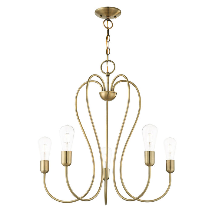 Five Light Chandelier from the Lucerne collection in Antique Brass finish