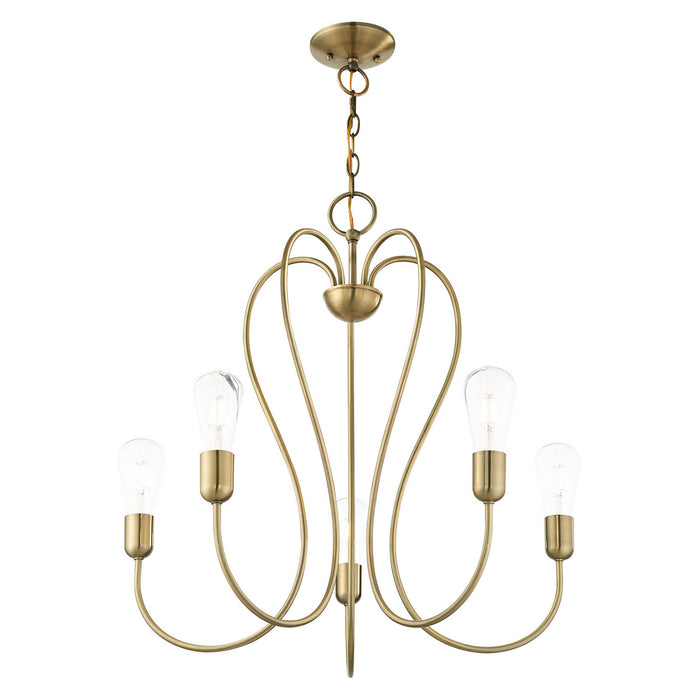Five Light Chandelier from the Lucerne collection in Antique Brass finish