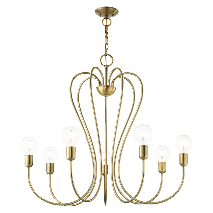 Seven Light Chandelier from the Lucerne collection in Antique Brass finish