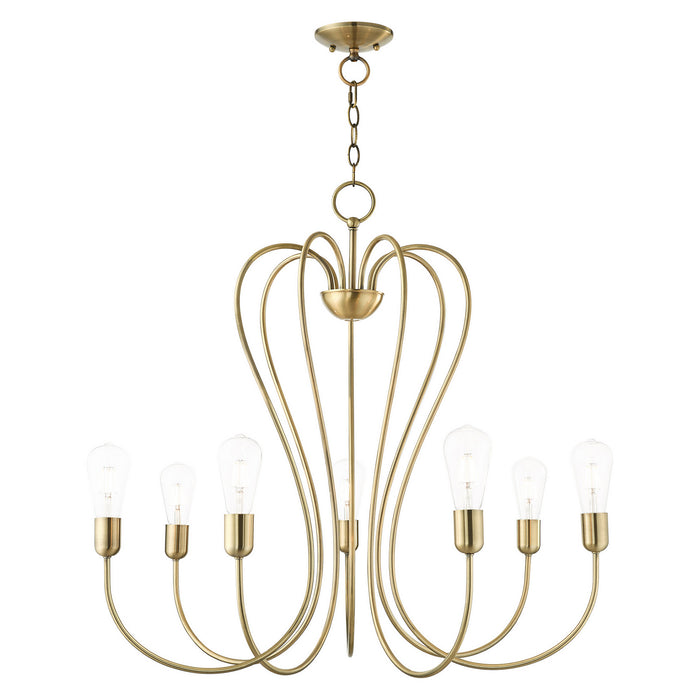 Seven Light Chandelier from the Lucerne collection in Antique Brass finish