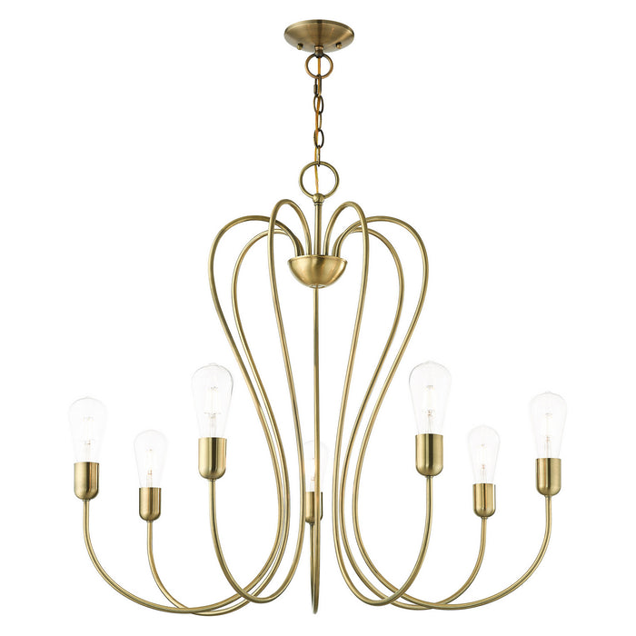 Seven Light Chandelier from the Lucerne collection in Antique Brass finish