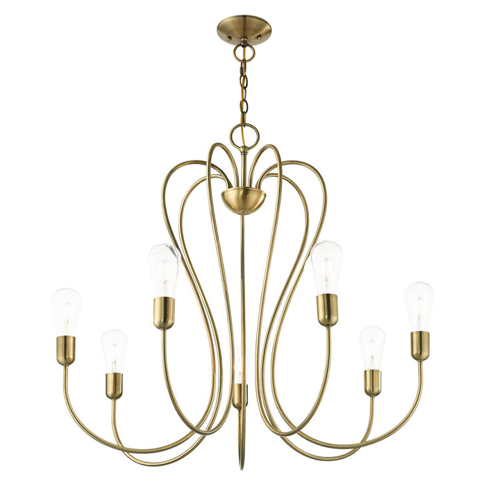 Seven Light Chandelier from the Lucerne collection in Antique Brass finish