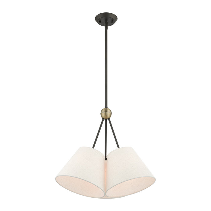 Three Light Chandelier from the Prato collection in Bronze with Antique Brass Accents finish