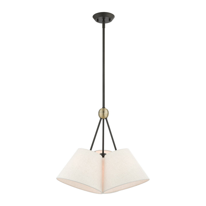 Three Light Chandelier from the Prato collection in Bronze with Antique Brass Accents finish