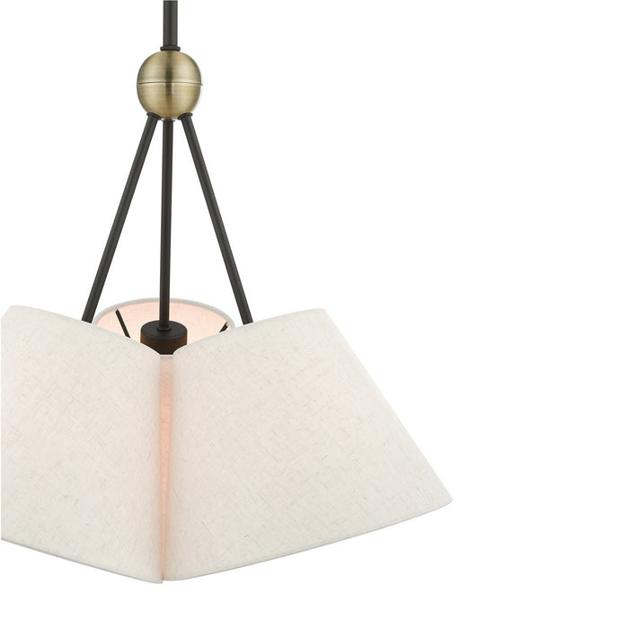 Three Light Chandelier from the Prato collection in Bronze with Antique Brass Accents finish