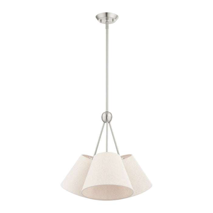 Three Light Chandelier from the Prato collection in Brushed Nickel finish