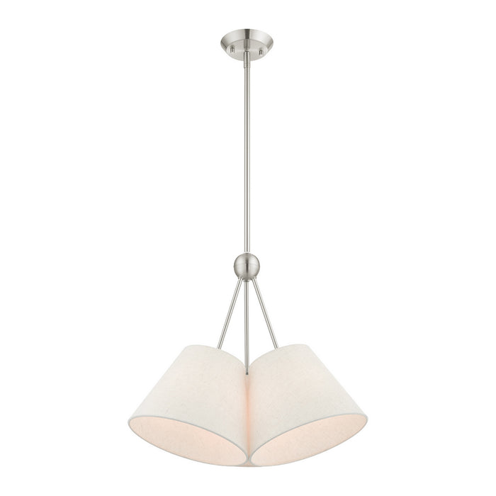 Three Light Chandelier from the Prato collection in Brushed Nickel finish