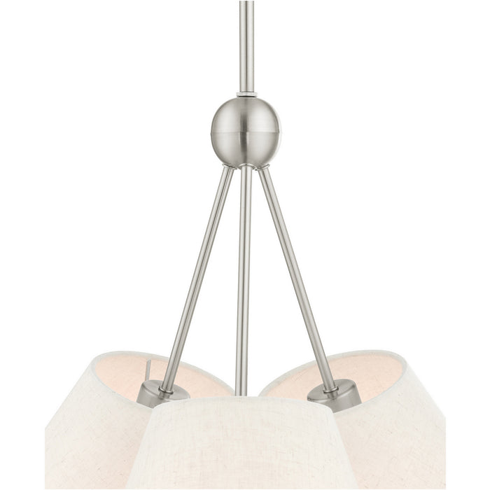 Three Light Chandelier from the Prato collection in Brushed Nickel finish