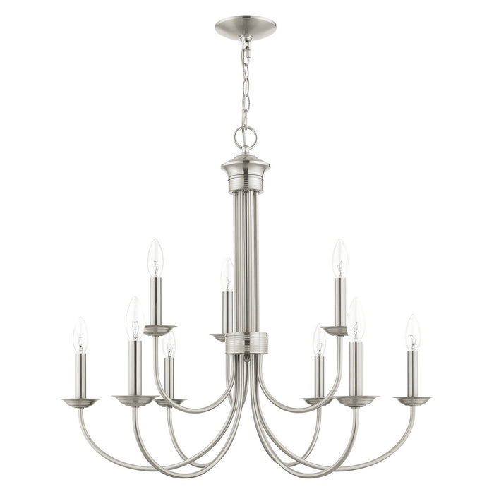Ten Light Chandelier from the Estate collection in Brushed Nickel finish