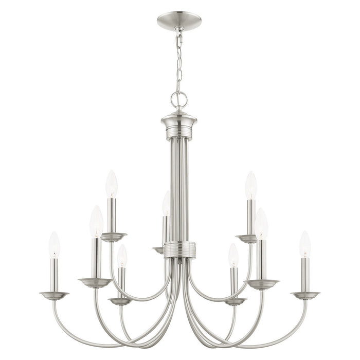 Ten Light Chandelier from the Estate collection in Brushed Nickel finish