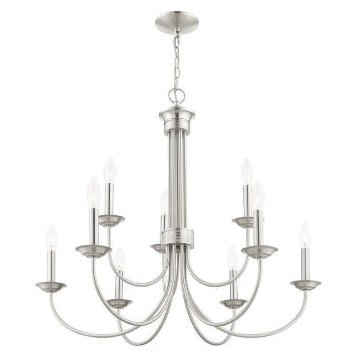 Ten Light Chandelier from the Estate collection in Brushed Nickel finish