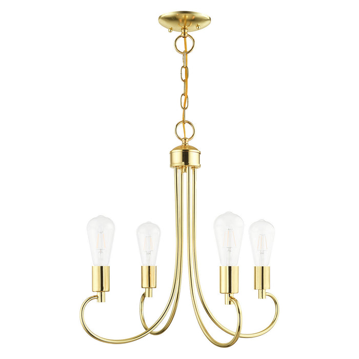 Four Light Chandelier from the Bari collection in Polished Brass finish