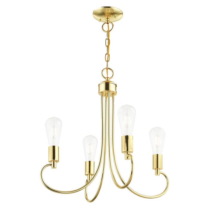 Four Light Chandelier from the Bari collection in Polished Brass finish