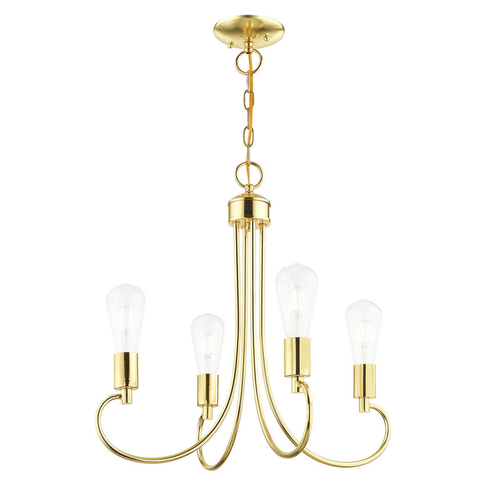 Four Light Chandelier from the Bari collection in Polished Brass finish