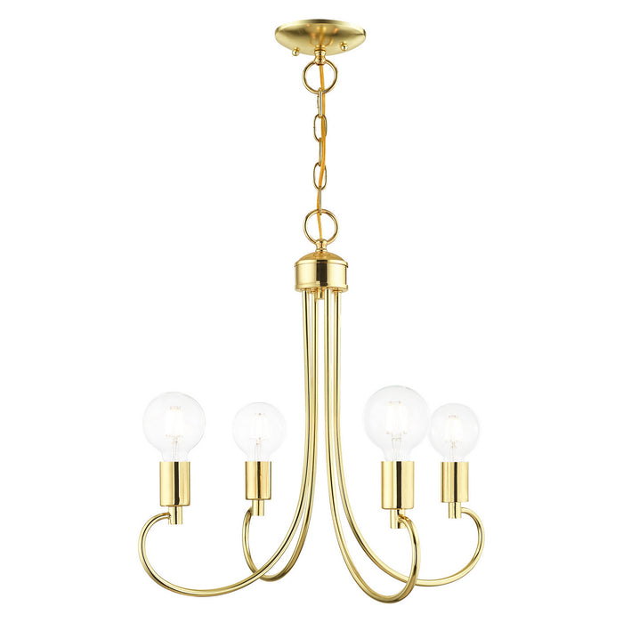 Four Light Chandelier from the Bari collection in Polished Brass finish