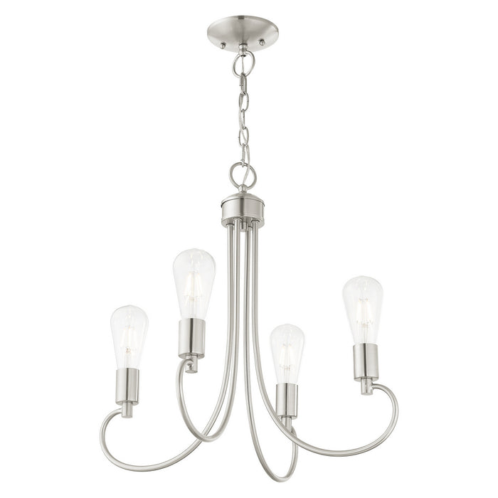 Four Light Chandelier from the Bari collection in Brushed Nickel finish