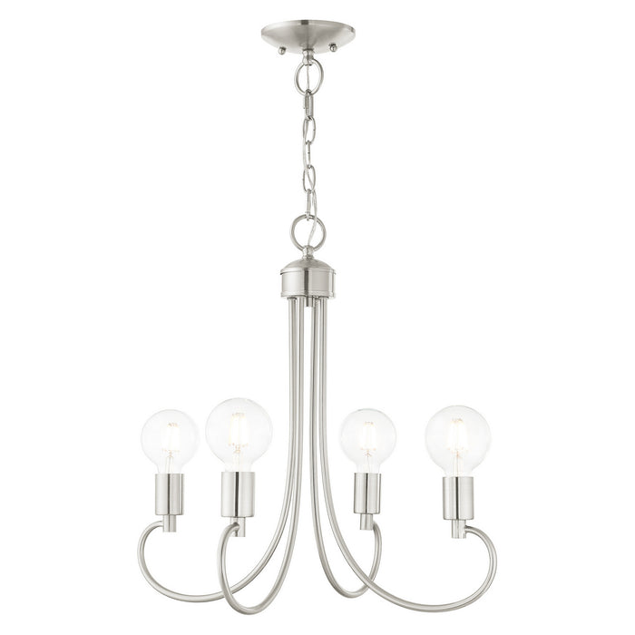 Four Light Chandelier from the Bari collection in Brushed Nickel finish
