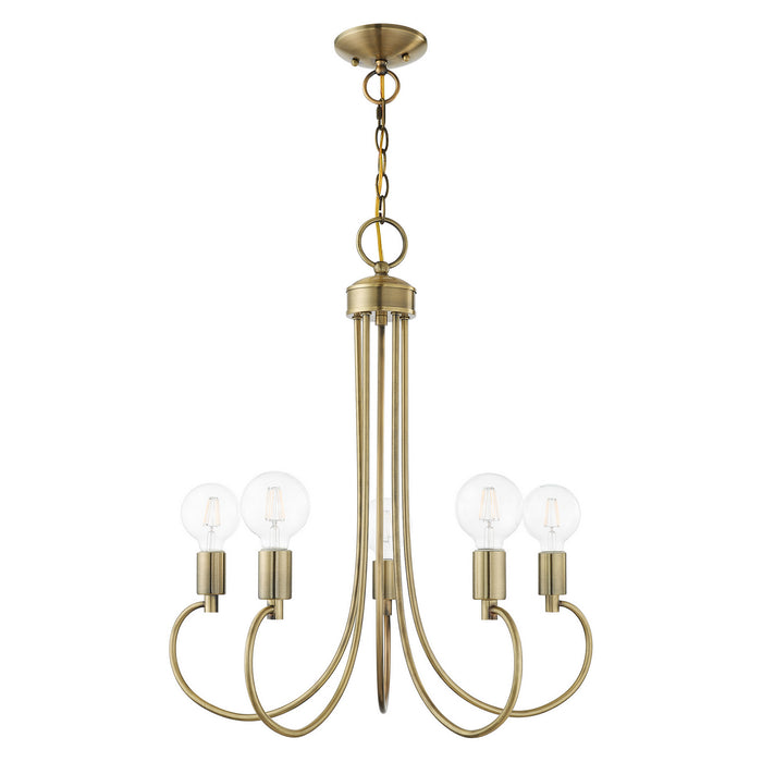 Five Light Chandelier from the Bari collection in Antique Brass finish