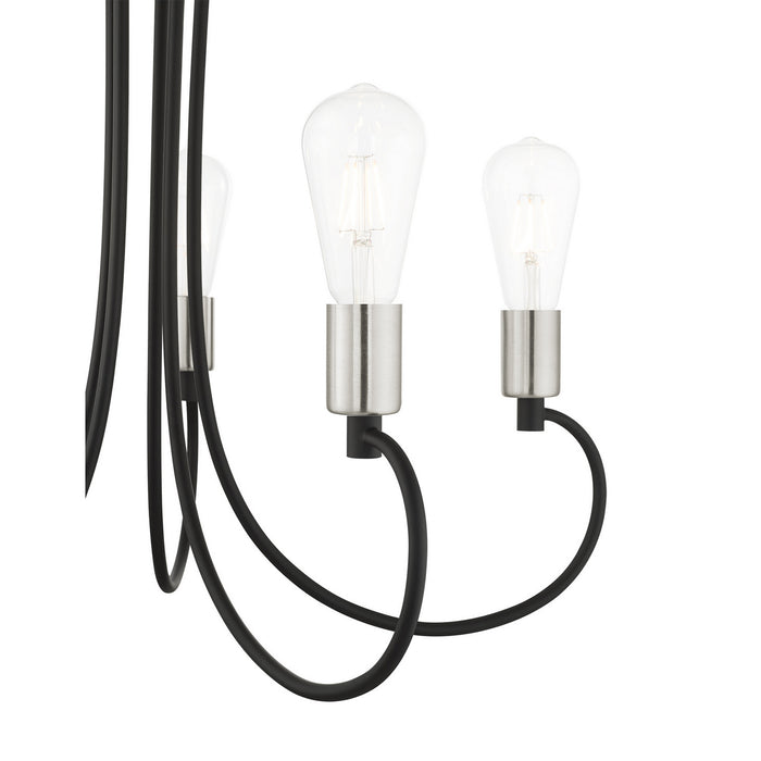 Five Light Chandelier from the Bari collection in Black with Brushed Nickel Accents finish
