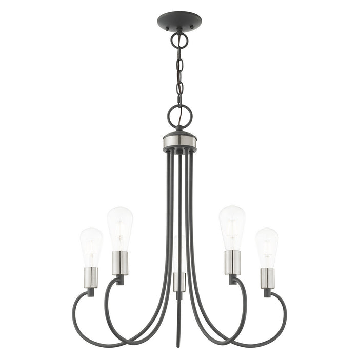 Five Light Chandelier from the Bari collection in Scandinavian Gray with Brushed Nickel Accents finish