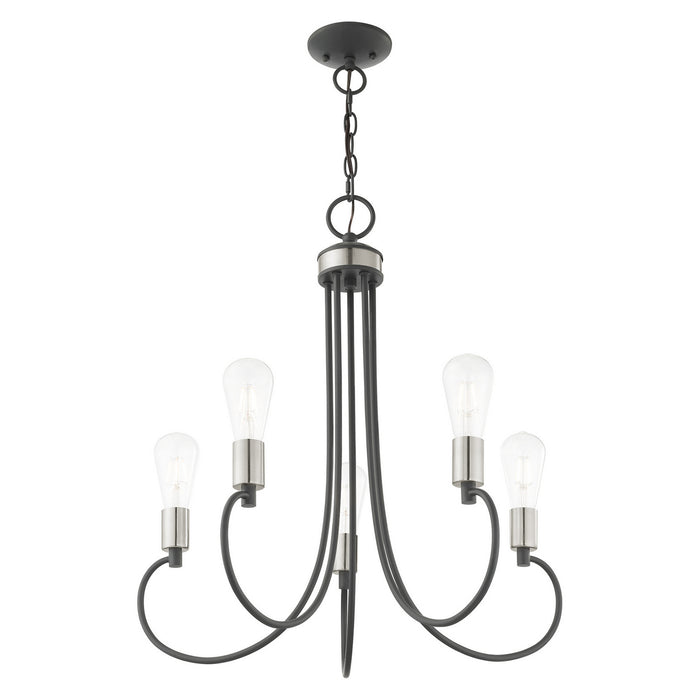 Five Light Chandelier from the Bari collection in Scandinavian Gray with Brushed Nickel Accents finish