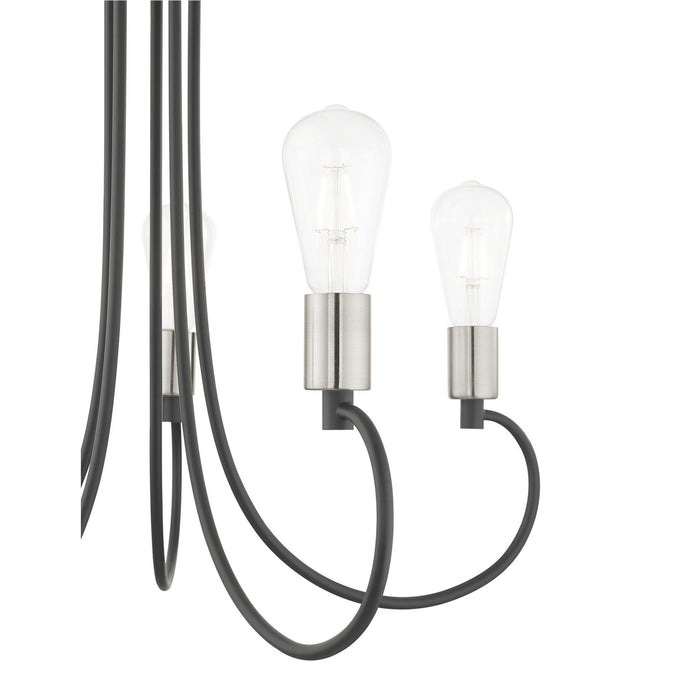 Five Light Chandelier from the Bari collection in Scandinavian Gray with Brushed Nickel Accents finish