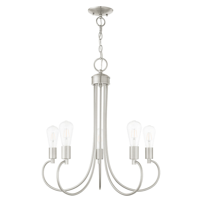 Five Light Chandelier from the Bari collection in Brushed Nickel finish