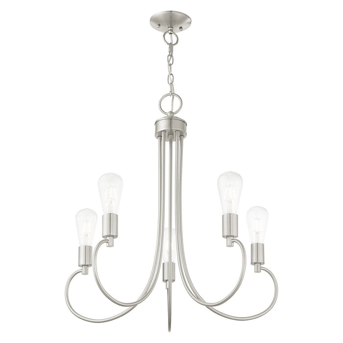 Five Light Chandelier from the Bari collection in Brushed Nickel finish