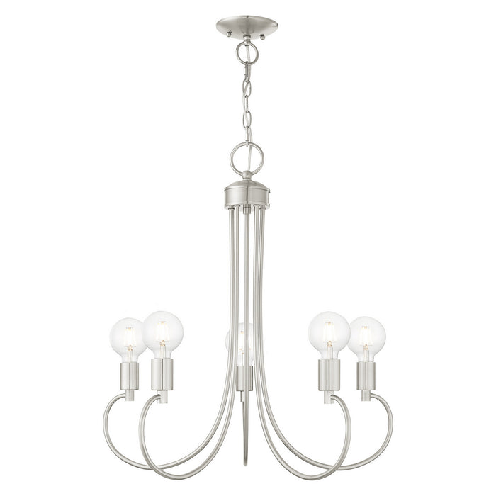Five Light Chandelier from the Bari collection in Brushed Nickel finish