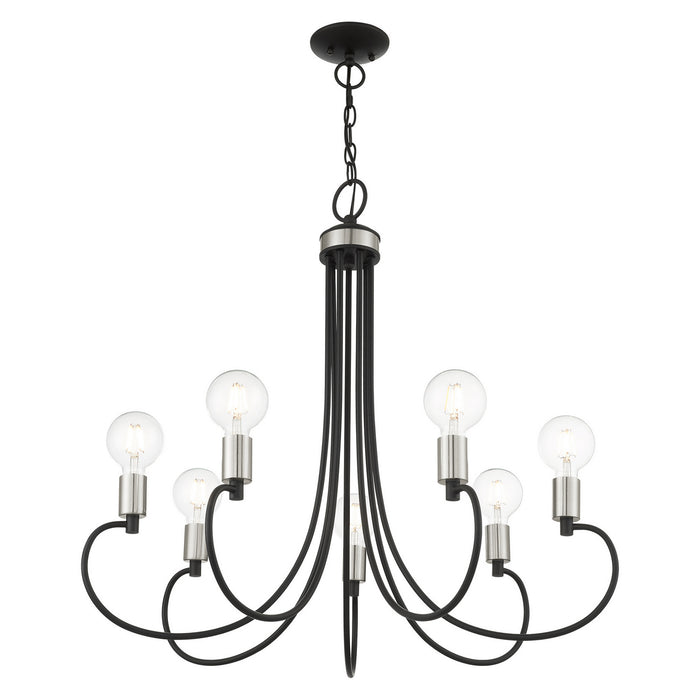 Seven Light Chandelier from the Bari collection in Black with Brushed Nickel Accents finish