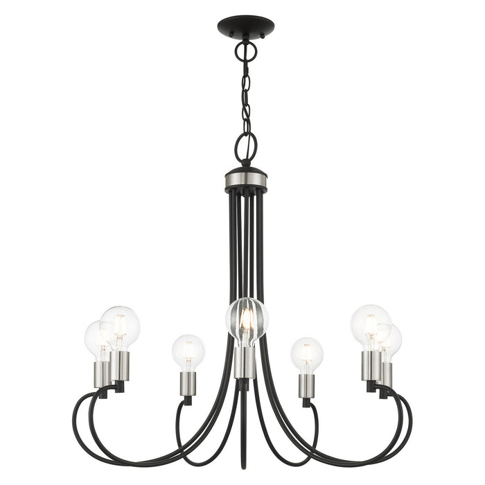 Seven Light Chandelier from the Bari collection in Black with Brushed Nickel Accents finish
