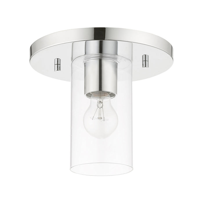 One Light Flush Mount from the Zurich collection in Polished Chrome finish