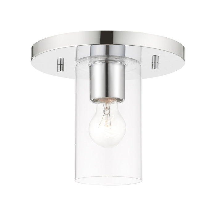 One Light Flush Mount from the Zurich collection in Polished Chrome finish