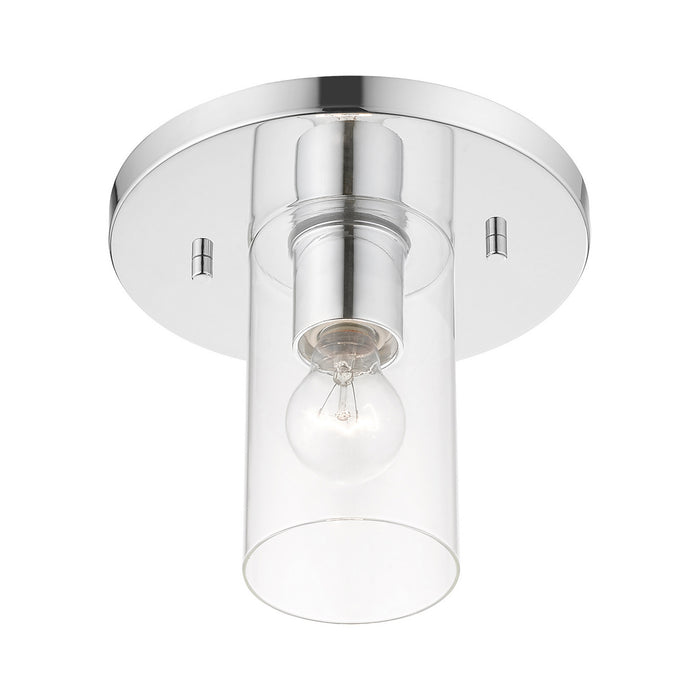 One Light Flush Mount from the Zurich collection in Polished Chrome finish