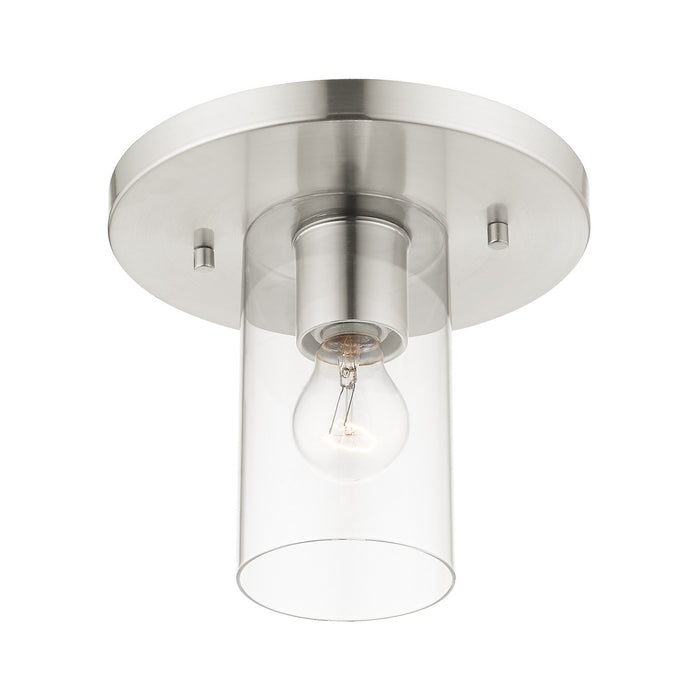 One Light Flush Mount from the Zurich collection in Brushed Nickel finish