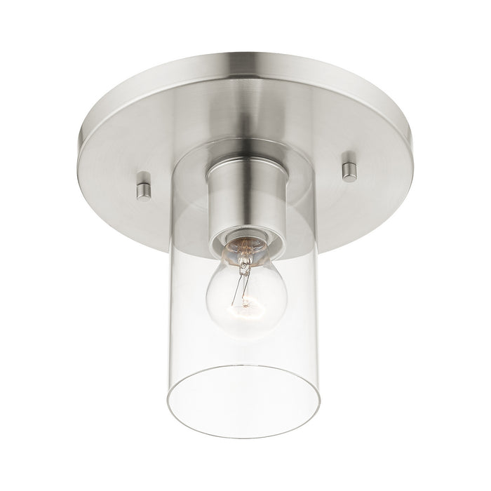 One Light Flush Mount from the Zurich collection in Brushed Nickel finish