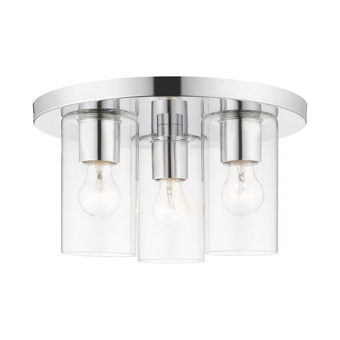 Three Light Flush Mount from the Zurich collection in Polished Chrome finish