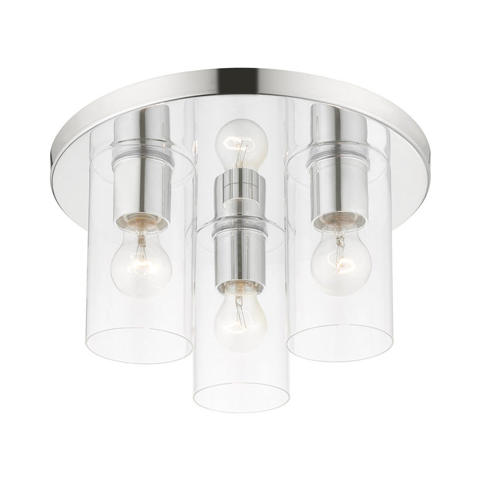 Three Light Flush Mount from the Zurich collection in Polished Chrome finish