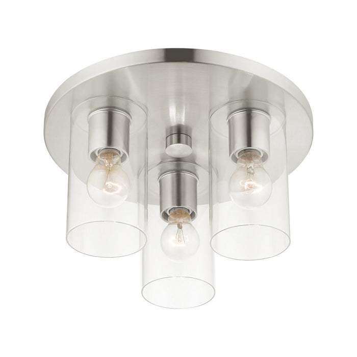 Three Light Flush Mount from the Zurich collection in Brushed Nickel finish