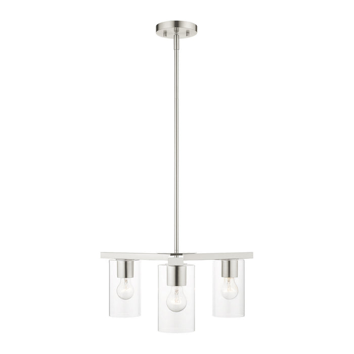 Three Light Chandelier from the Zurich collection in Brushed Nickel finish