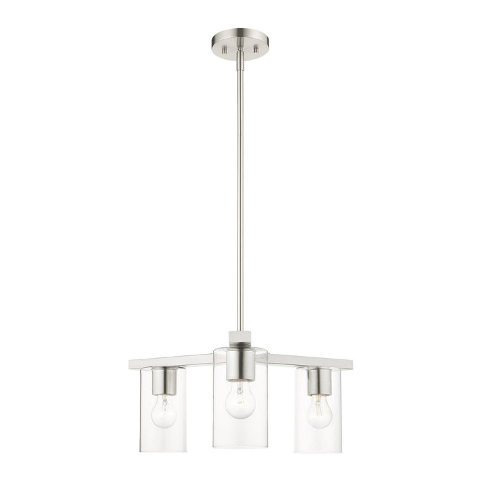 Three Light Chandelier from the Zurich collection in Brushed Nickel finish